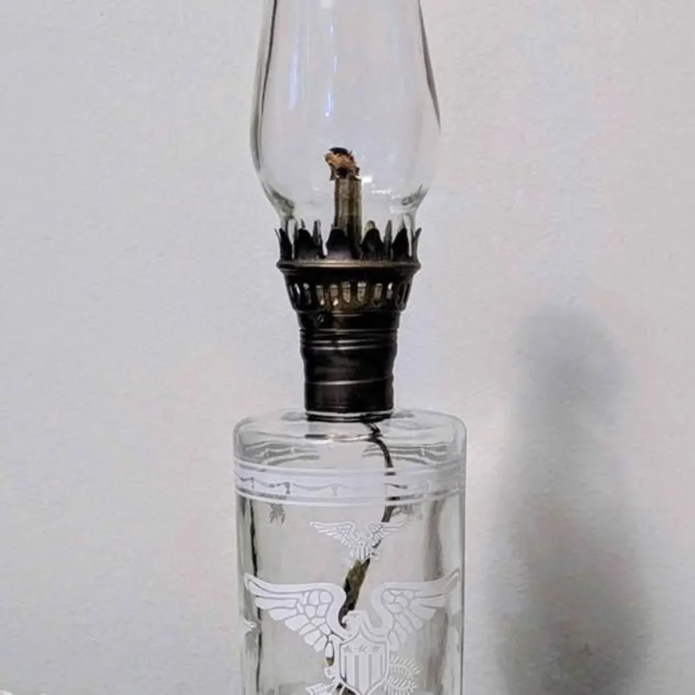 Vintage Eagle Glass Oil Lamp